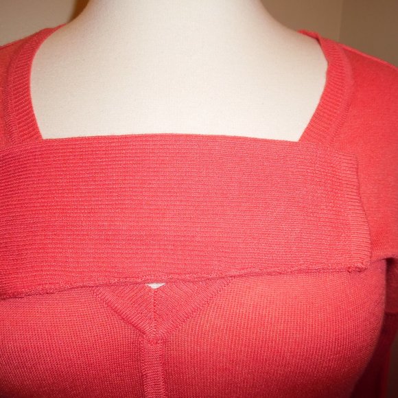 NWT BEBE Cashmere Silk Orange Coral Sweater dress Tunic Asymmetric Dress - Picture 5 of 8